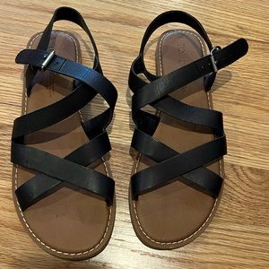 Toms, Sicily sandals. Size 7. Black